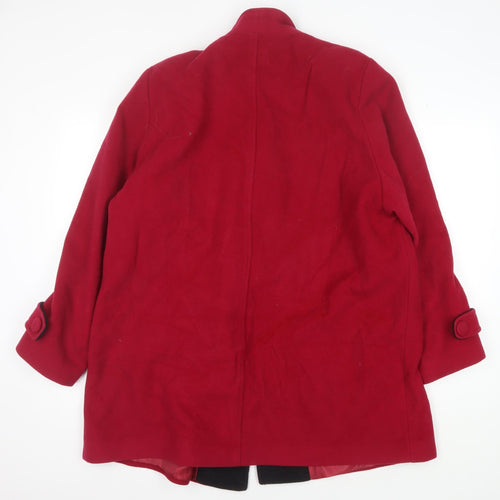 Kesta London Women's Red Pea Coat, Size 16, Wool Blend