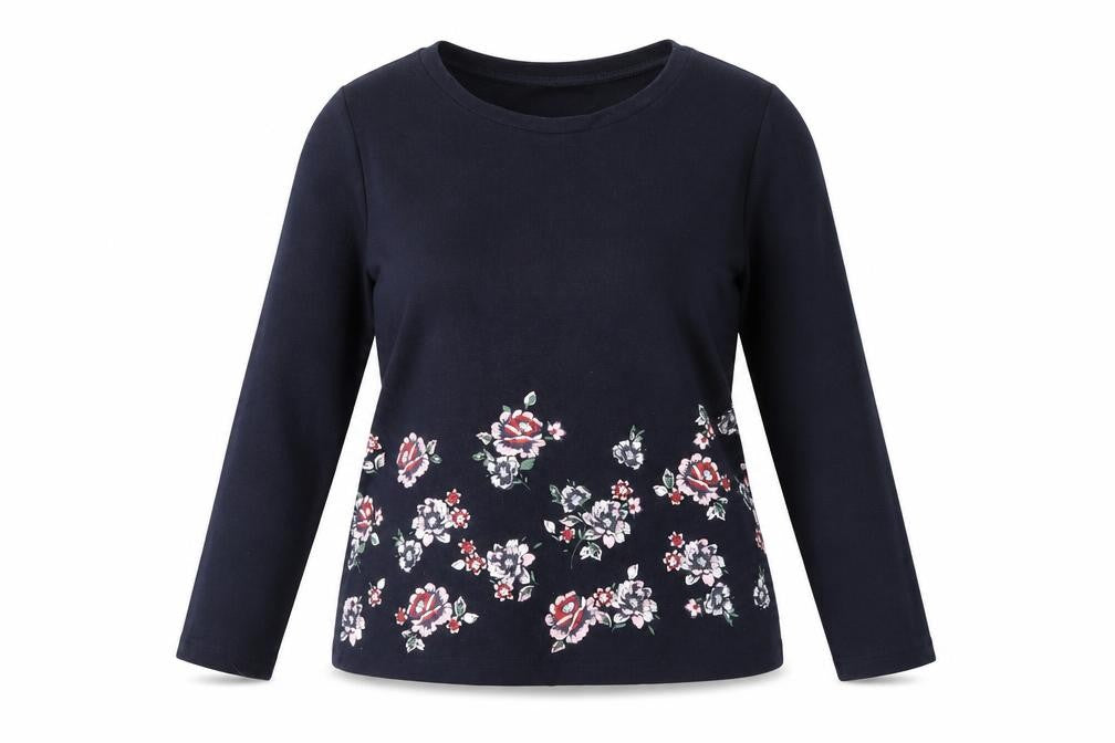 Front view of Marks & Spencer Women's Blue Floral Top UK 14