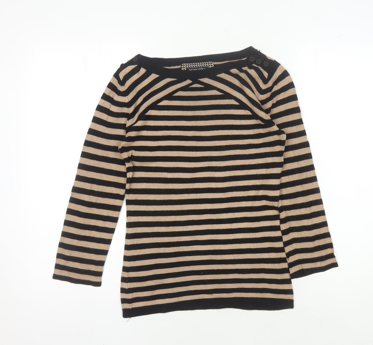 Principles by Ben de Lisi Women's Black Striped Pullover Jumper Size 8