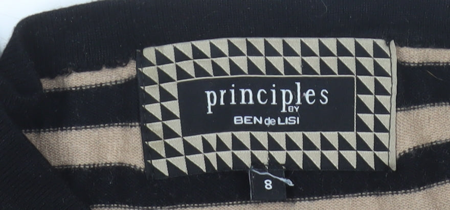 Principles by Ben de Lisi Women's Black Striped Pullover Jumper Size 8