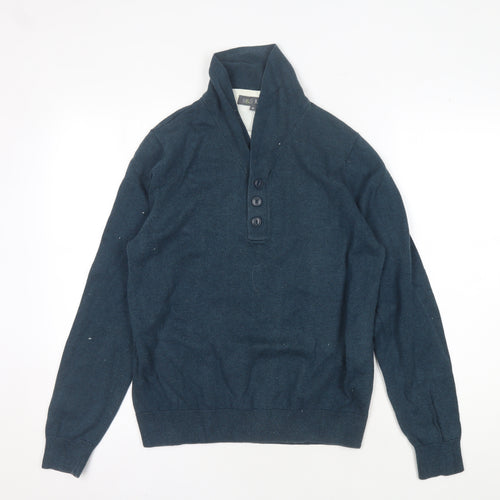 Marks and Spencer Men's Blue Henley Jumper M