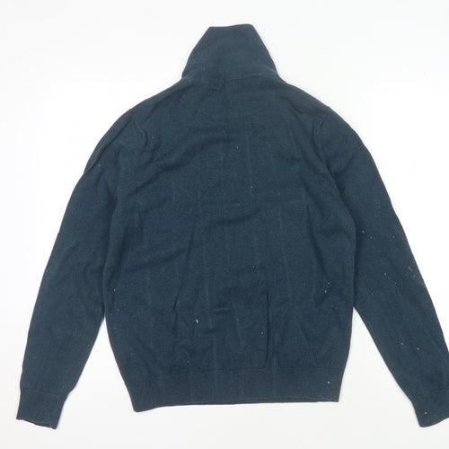 Marks and Spencer Men's Blue Henley Jumper M