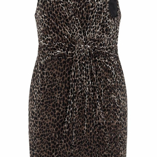 David Emanuel Women's Sheath Dress Brown Animal Print 18