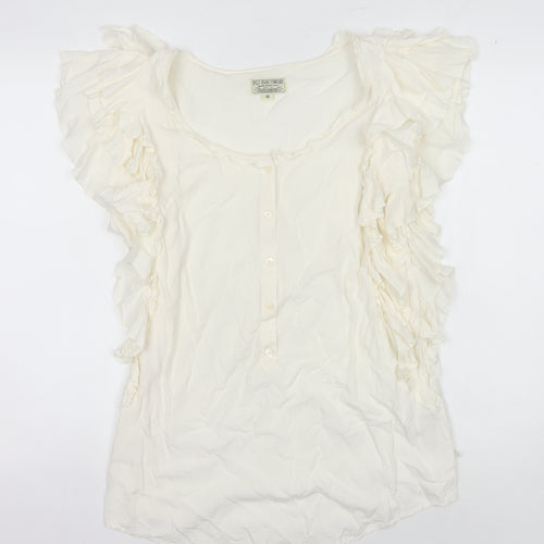 Ralph Lauren Women's Ivory Ruffled Blouse M