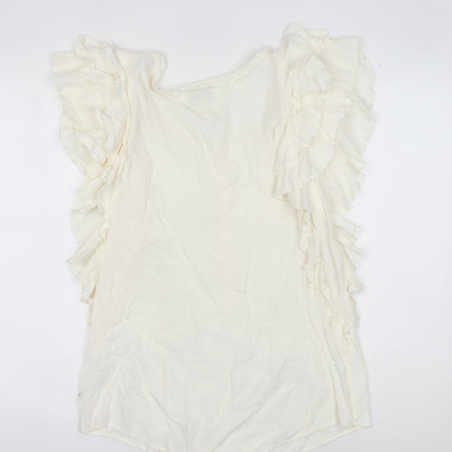 Ralph Lauren Women's Ivory Ruffled Blouse M