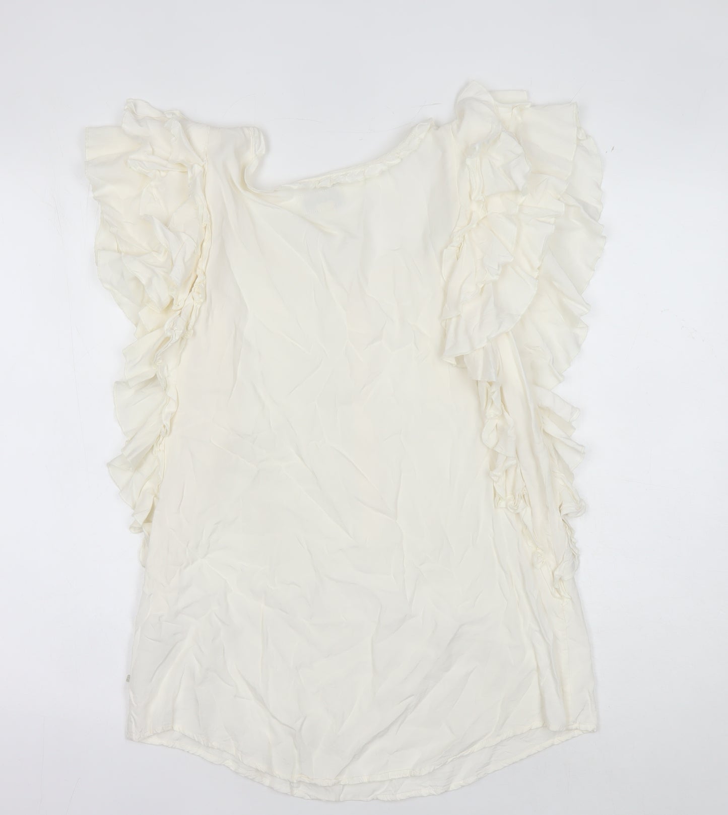 Ralph Lauren Women's Ivory Ruffled Blouse M