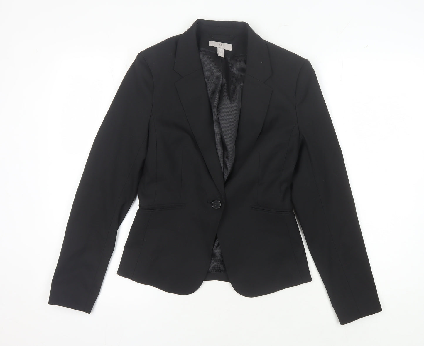 H&M Women's Black Blazer UK Size 8 Regular Fit