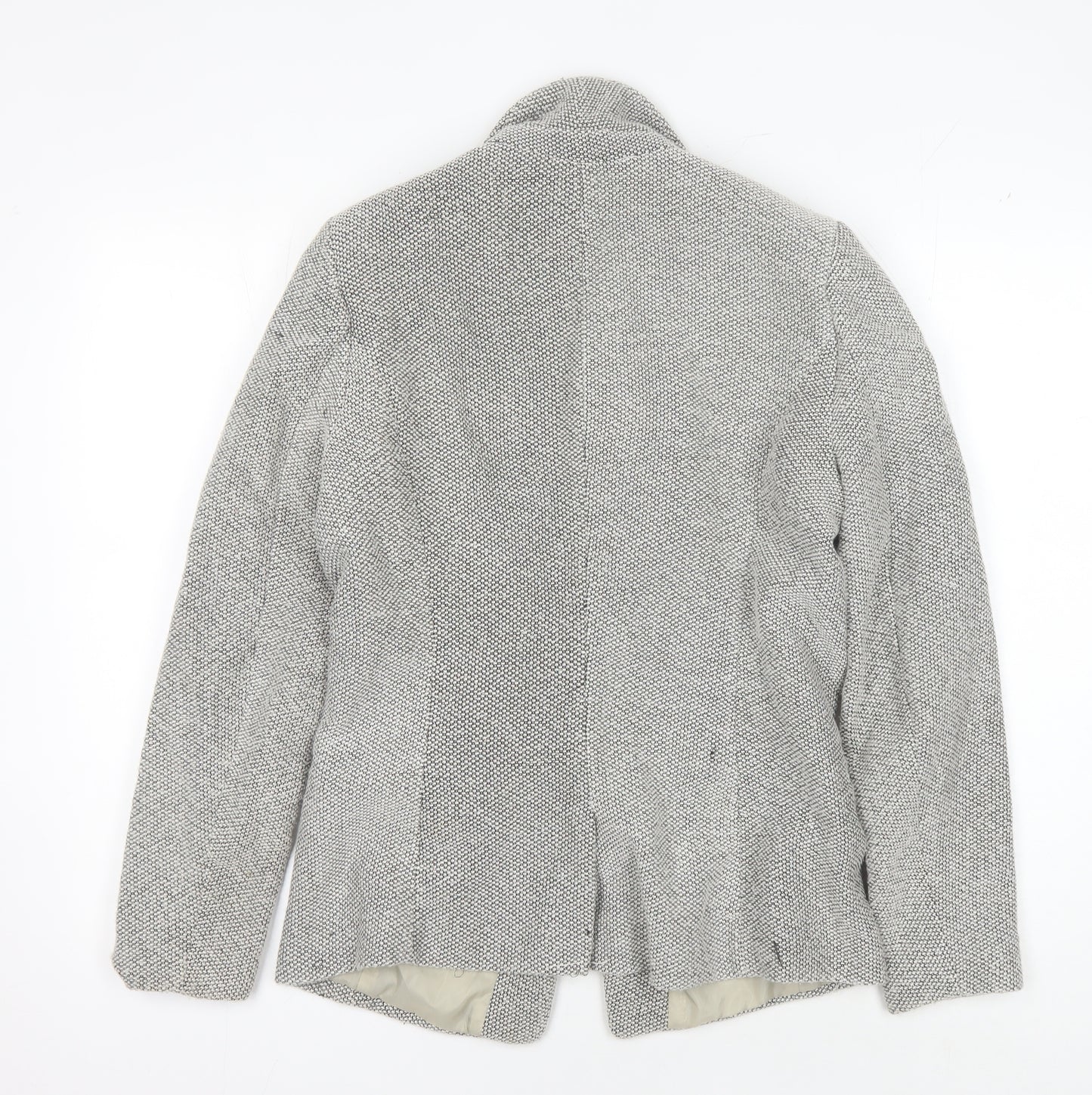 H&M Women's Grey Blazer, Size 14, One-Button, Cotton