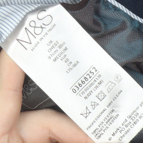 Marks and Spencer Men's Blue Blazer, 38R Two-Button