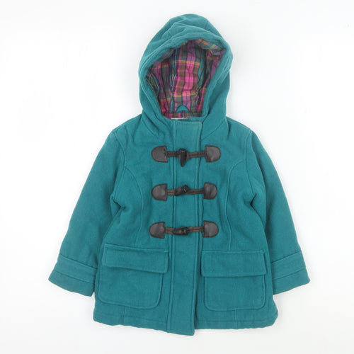 Marks and Spencer Girls Green Duffle Coat 2-3 Years Hooded