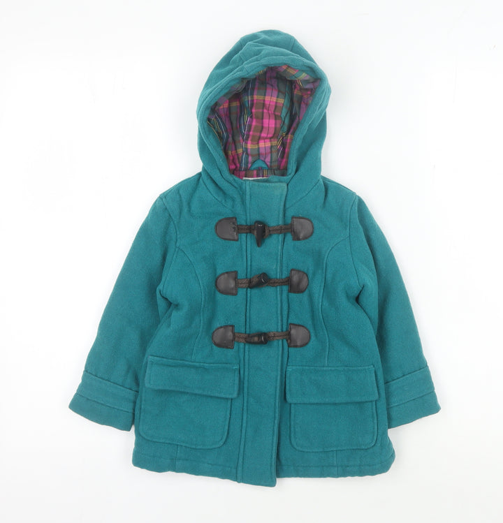 Marks and Spencer Girls Green Duffle Coat 2-3 Years Hooded