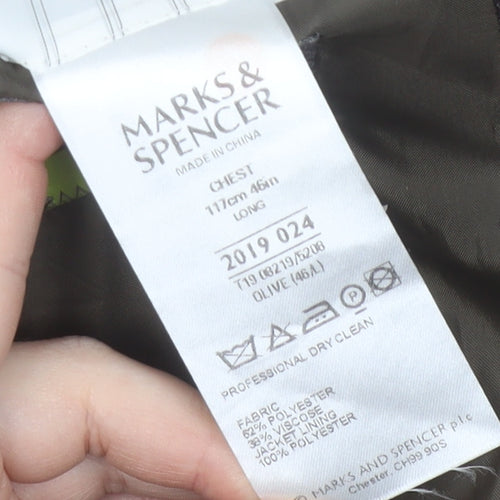 Marks and Spencer Men's Olive Blazer 46L Long Jacket