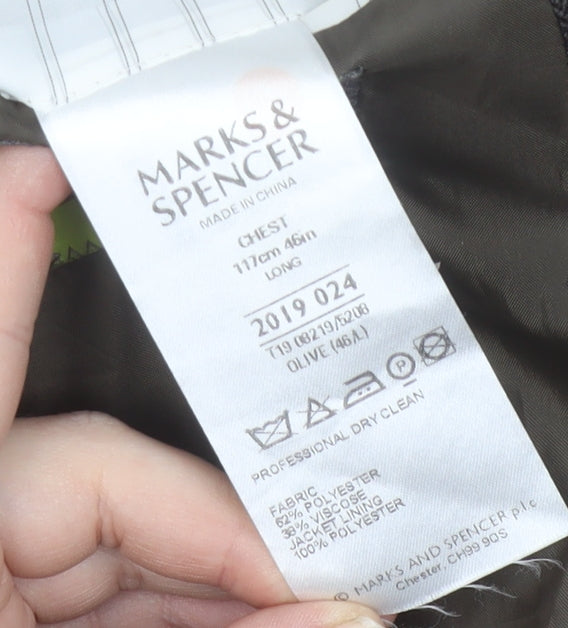 Marks and Spencer Men's Olive Blazer 46L Long Jacket