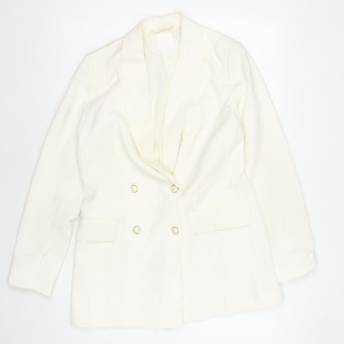 H&M Women's Ivory Blazer Size 10 Double Breasted