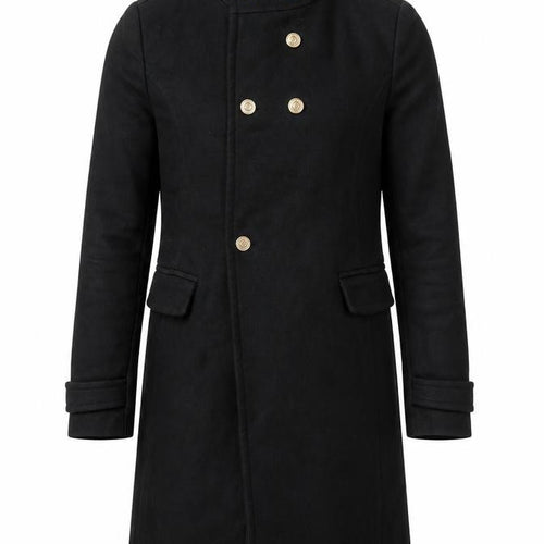 Mango Black Unisex Pea Coat, S, Casual Autumn/Winter Wear