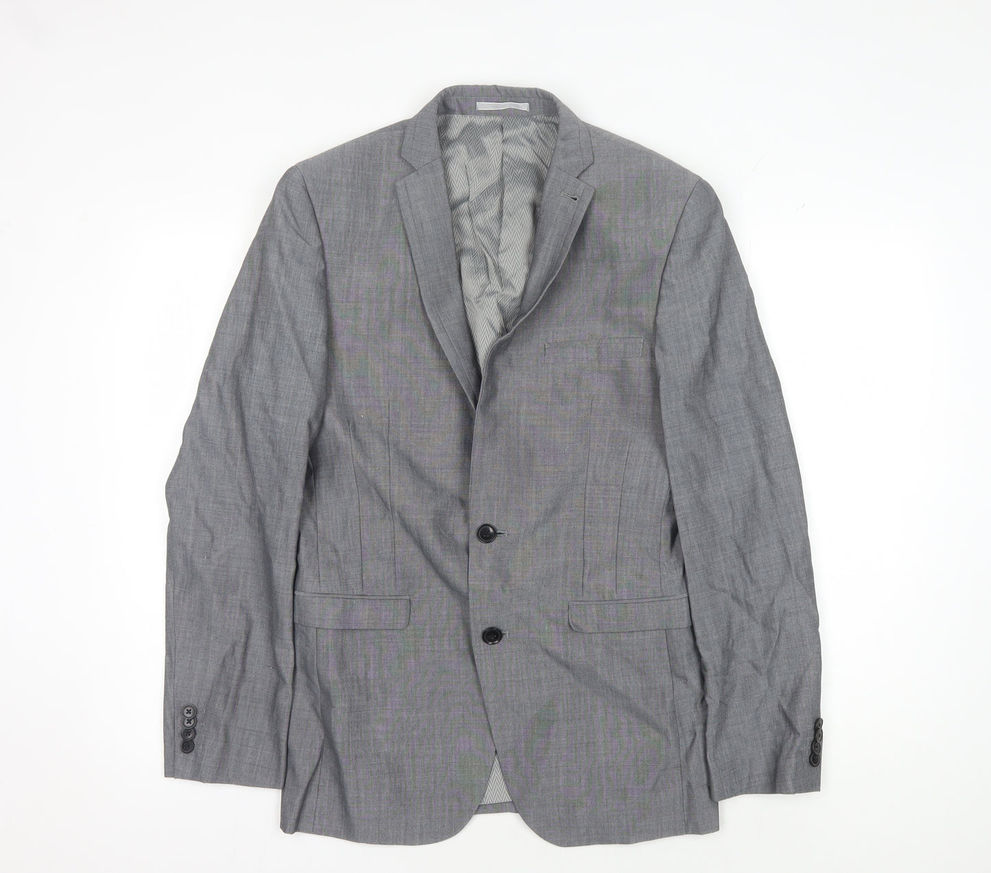 Next Men's Grey Suit Jacket 36R Single-Breasted Business