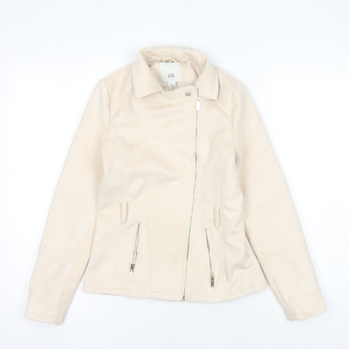 River Island Teens Beige Motorcycle Jacket Size 12