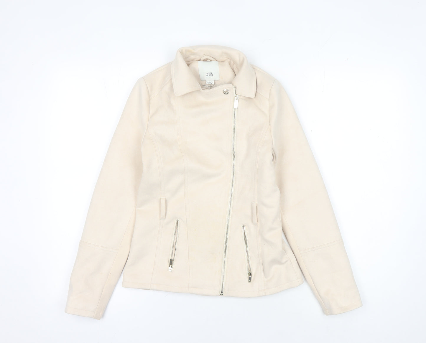 River Island Teens Beige Motorcycle Jacket Size 12