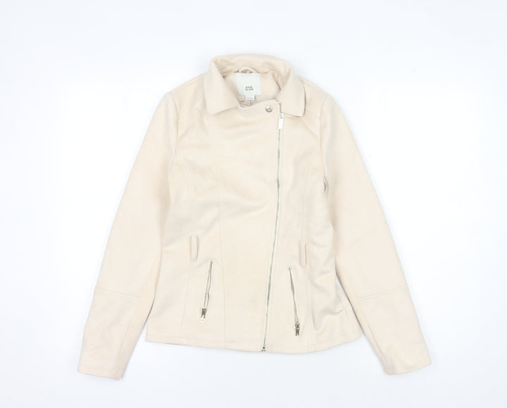River Island Teens Beige Motorcycle Jacket Size 12