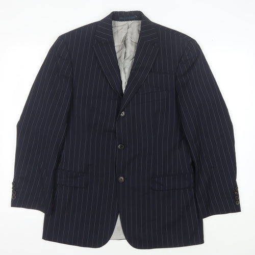 Hugo Boss Men’s Blue Striped Blazer, Size 36, Classic Style