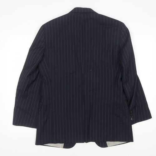 Hugo Boss Men’s Blue Striped Blazer, Size 36, Classic Style