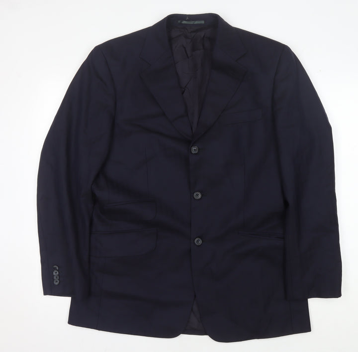 T.M Lewin Men's Blue Wool Blazer - 40 Regular Fit