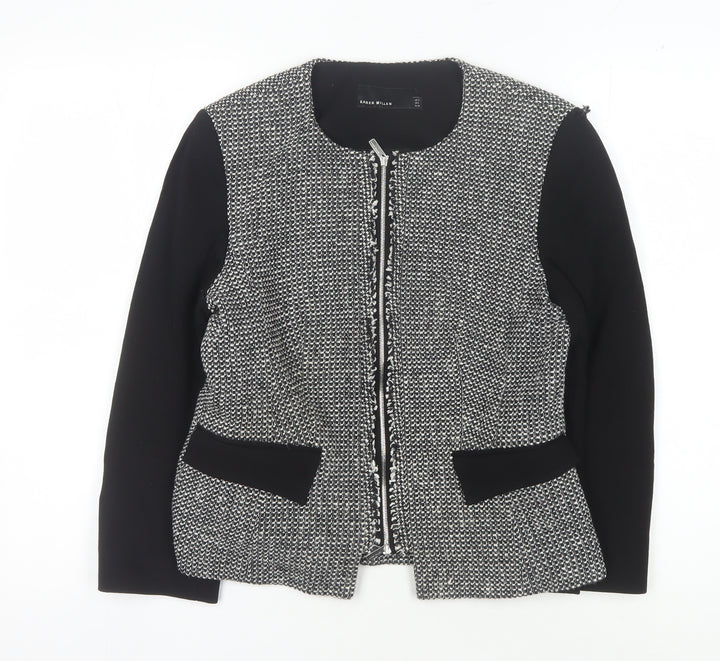Karen Millen Women's Black Size 12 Slim Fit Jacket