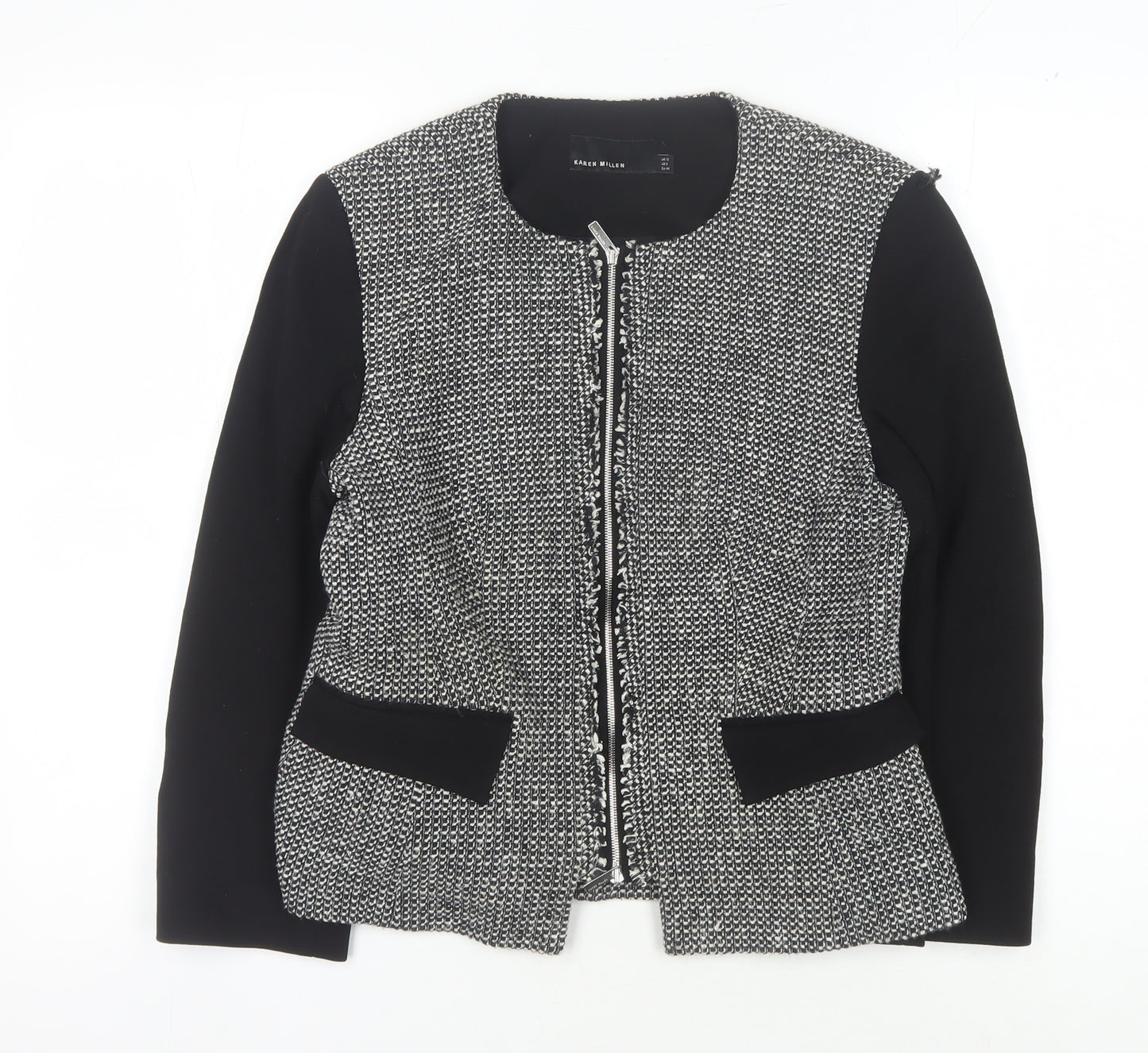 Karen Millen Women's Black Size 12 Slim Fit Jacket