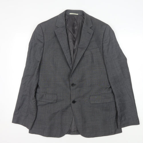 Chester Barrie Men's Grey Wool Blazer, 40R, Check Formal Jacket