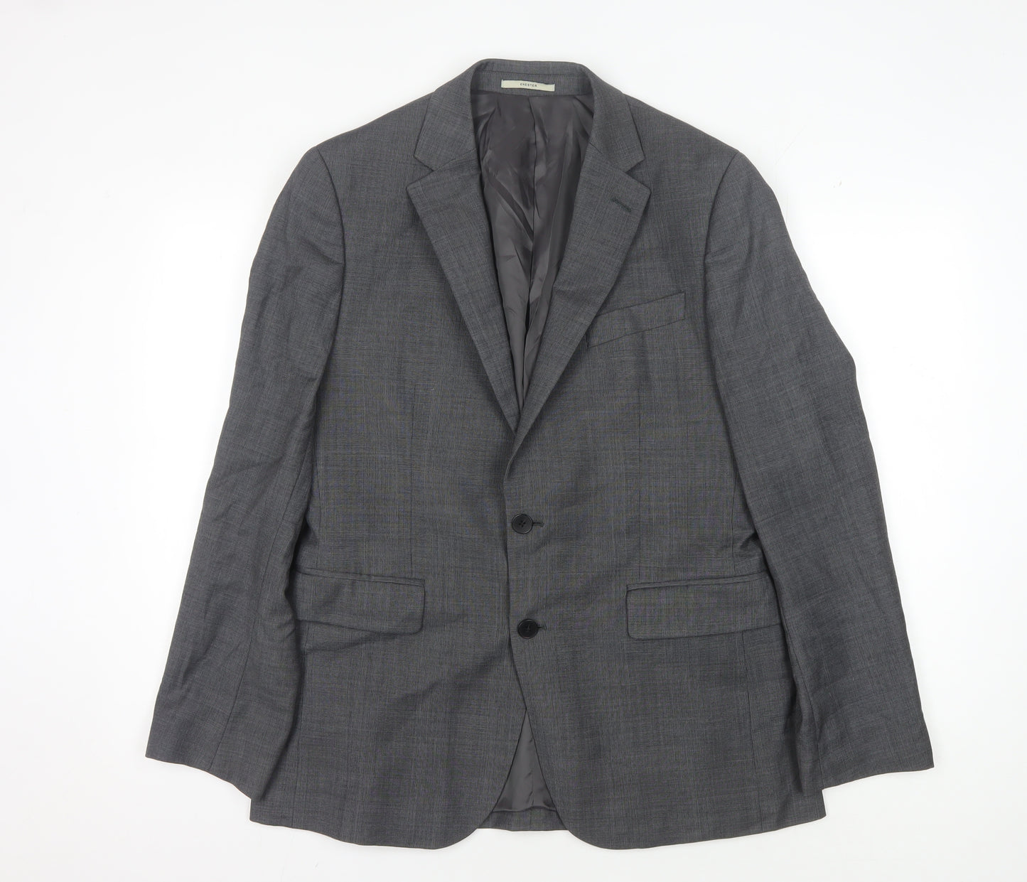 Chester Barrie Men's Grey Wool Blazer, 40R, Check Formal Jacket
