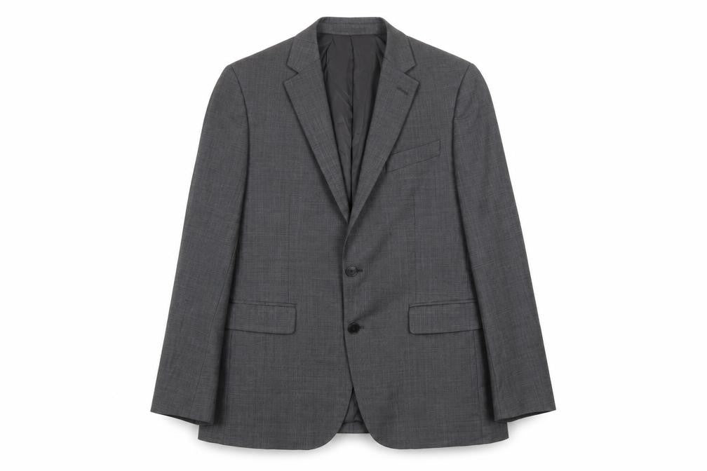 Front view of Chester Barrie Men's Grey Wool Blazer, 40R, Check Formal Jacket