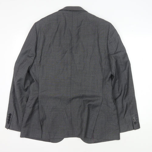 Chester Barrie Men's Grey Wool Blazer, 40R, Check Formal Jacket