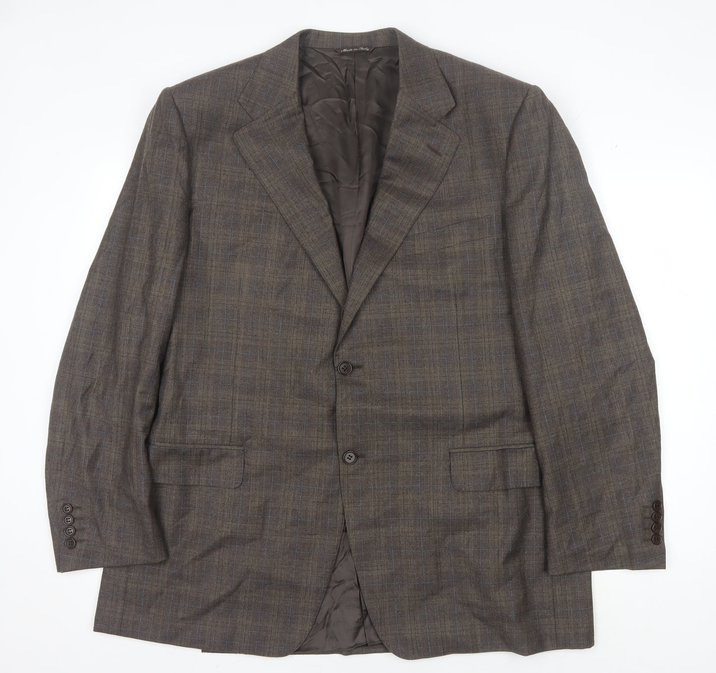 Canali Men's Brown Check Wool Blazer, UK 46R Classic Formal Jacket