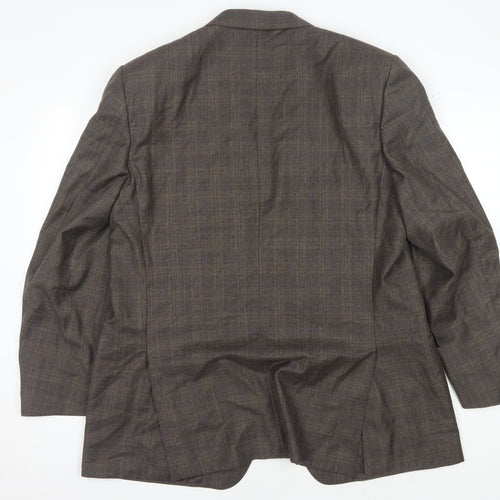 Canali Men's Brown Check Wool Blazer, UK 46R Classic Formal Jacket