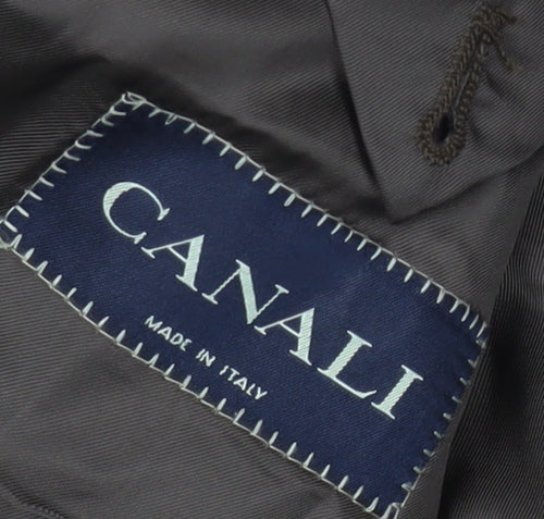 Canali Men's Brown Check Wool Blazer, UK 46R Classic Formal Jacket