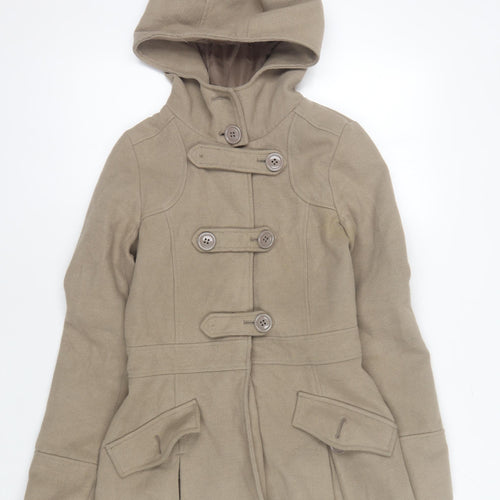 Mango Women's Beige Hooded Coat Size 6