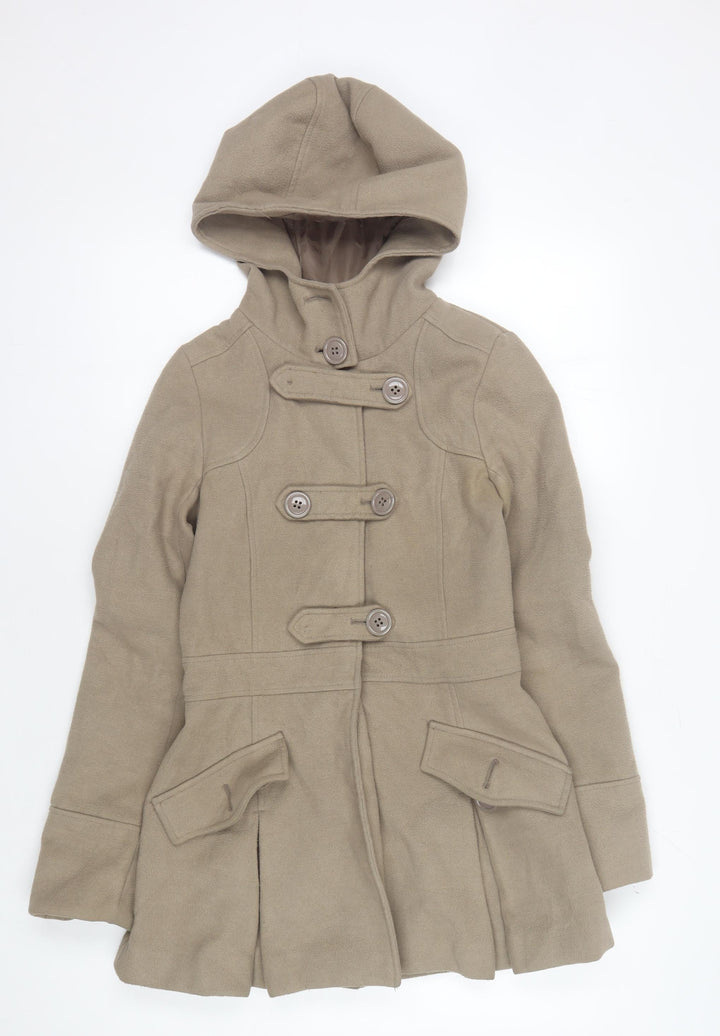 Mango Women's Beige Hooded Coat Size 6