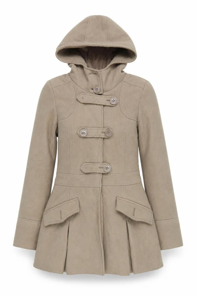 Mango Women's Beige Hooded Coat Size 6