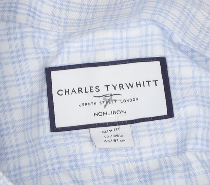Charles Tyrwhitt Men's Blue Slim Fit Check Shirt