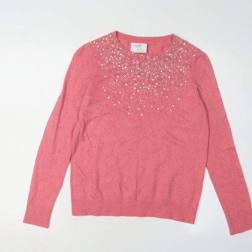 Wallis Petite Pink Beaded Women's Pullover Jumper S