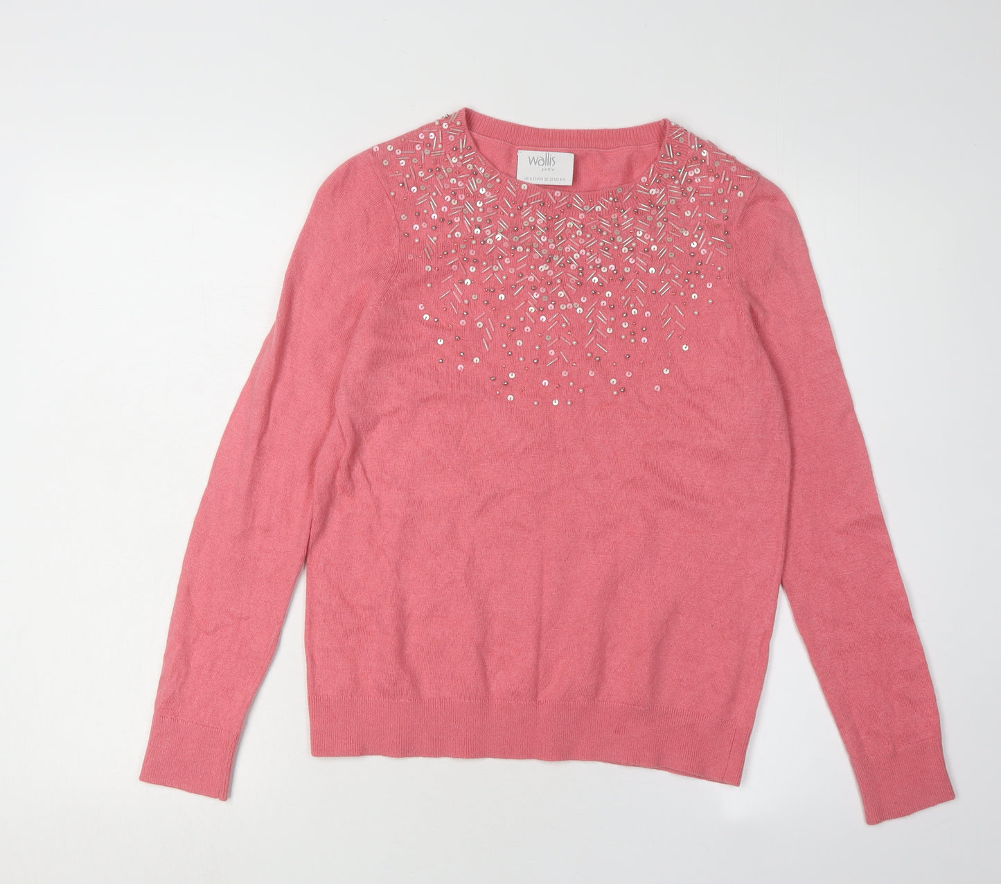 Wallis Petite Pink Beaded Women's Pullover Jumper S