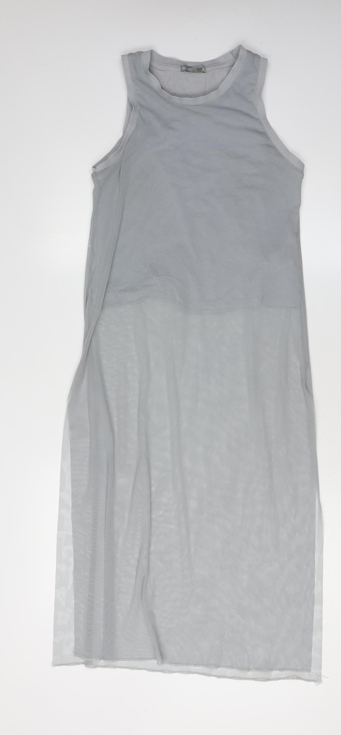 Zara Women Grey Sleeveless Dress S Lightweight