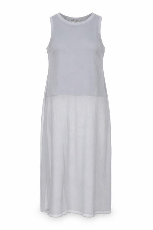 Front view of Zara Women Grey Sleeveless Dress S Lightweight