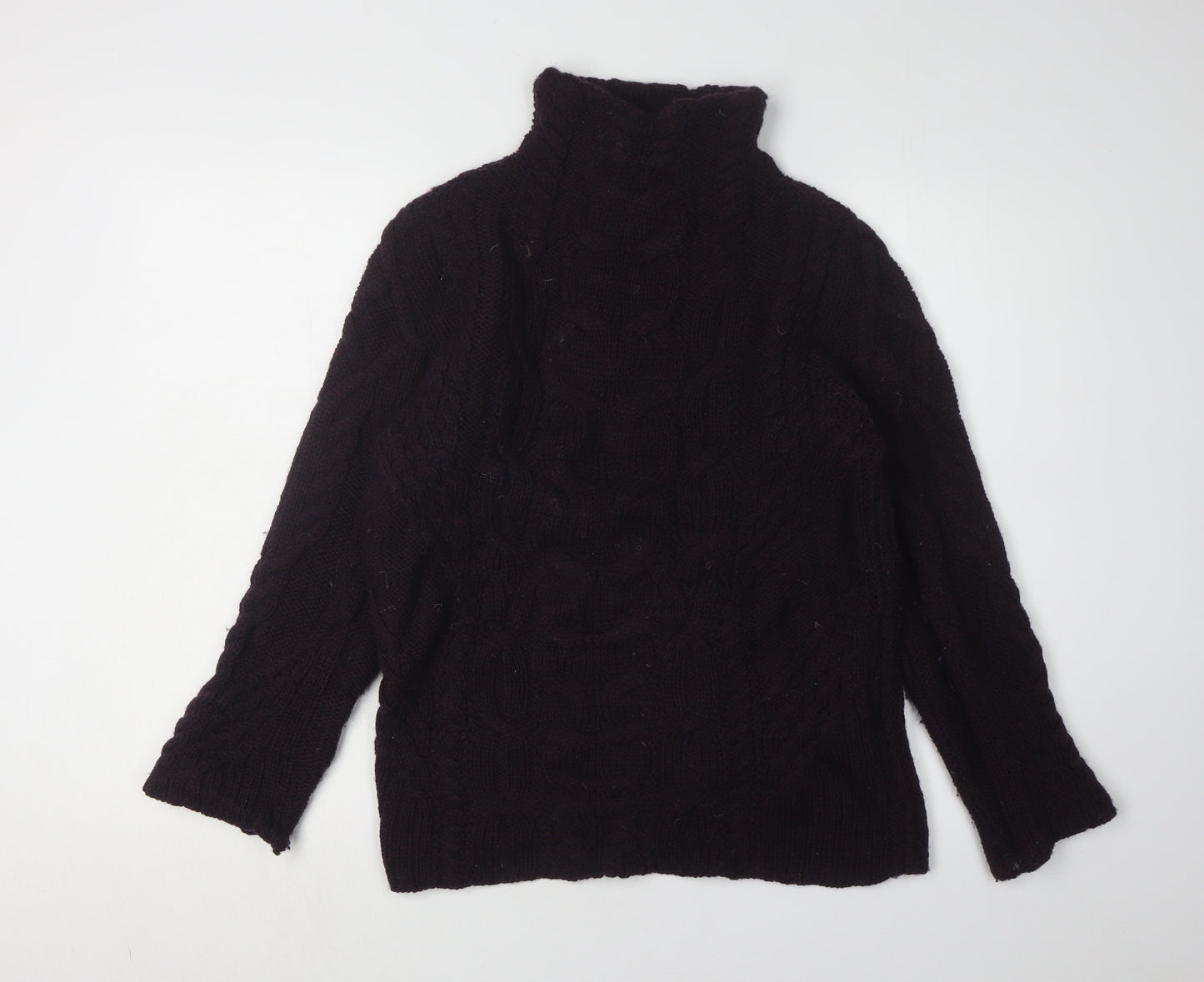 Aran Mór Women's Black Cable-Knit Jumper, Size L