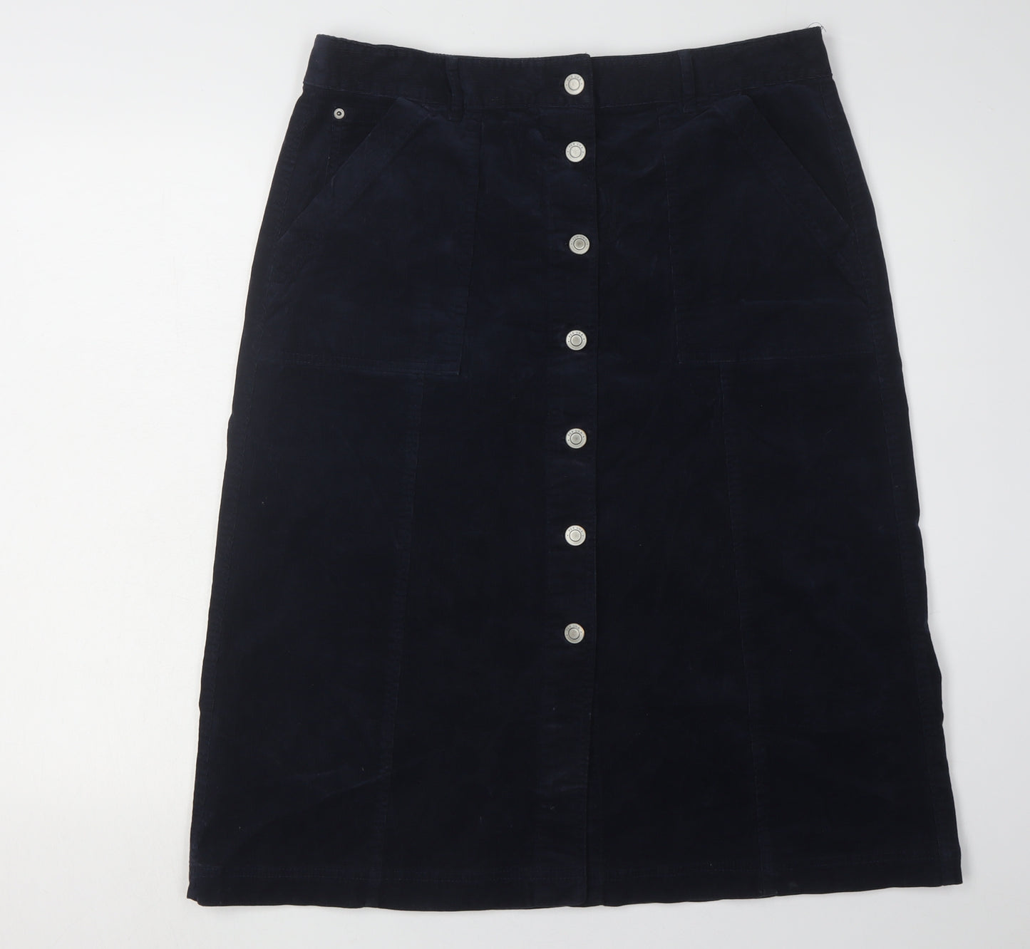 Marks and Spencer Women's Blue Corduroy Button Skirt