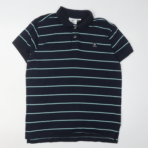 TOG24 Men's Blue Striped Polo Shirt L