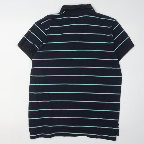 TOG24 Men's Blue Striped Polo Shirt L