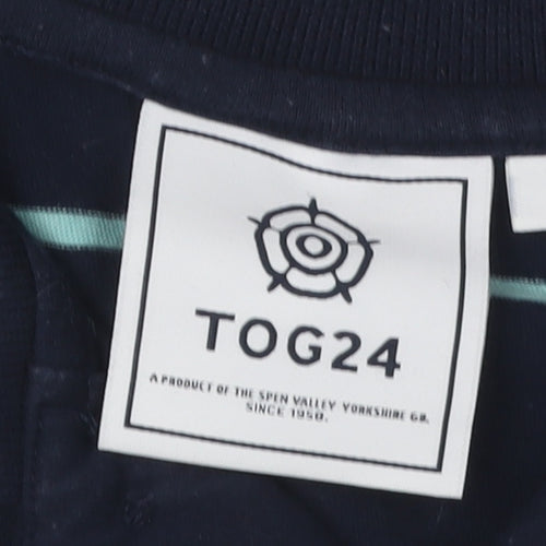 TOG24 Men's Blue Striped Polo Shirt L