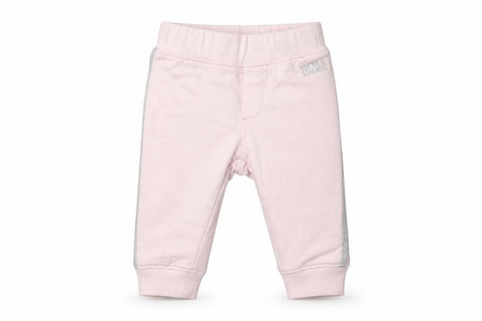 Front view of Hugo Boss girls’ pink jogger trousers 6 months