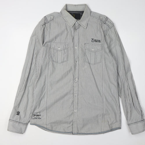 Jack & Jones Men's XL Black Striped Long Sleeve Shirt
